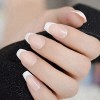 French Tip White Medium Coffin Press On Nails - Glue