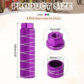 PATIKIL Bike Pegs Fit 3/8 Inch Axles, 4 Pack Aluminum Alloy Anti-Skid Lead Foot Bicycle Peg Back Seat Stands with Ripple for BMX Mountain Dirt Bike Cycling Rear Stunt Pegs, Green/Purple