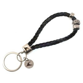 WAVEPIRATE® Real Leather Stainless Steel Key Fob Key Chain Wave Silver Women Men, Blue/Black, Keyring