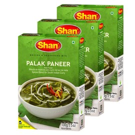 Shan Palak Paneer Recipe & Seasoning Mix 100g (3.52oz) Pack of 3 - Mix for Spinach and Cheese - Suitable for Vegetarians - Airtight Bag in a Box