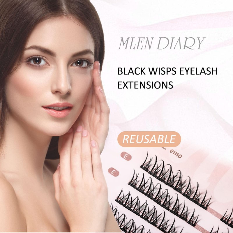 MLEN DIARY Individual Lashes Cluster Eyelash Extensions Long Volume False