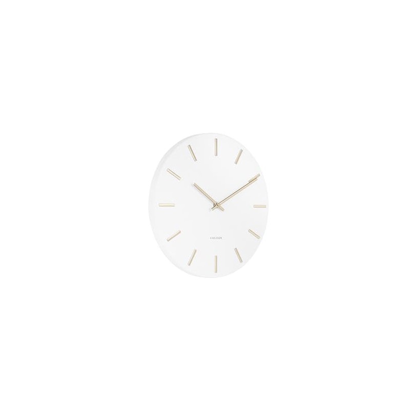 Wall clock Charm steel white w.gold battons small