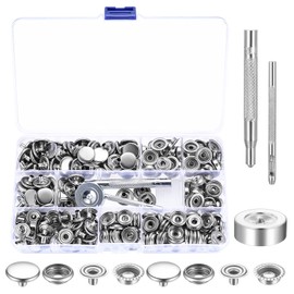 300 Pieces 15 mm Press Stud Metal Press Studs Metal Stainless Steel Snap Buttons Set Snap Buttons for DIY Crafts Sewing Leather Jackets Wallet Handbag Jeans Button (Silver)