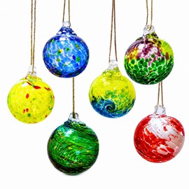 6 Pack Hand Blown Glass Christmas Ornaments