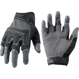 HANDLANDY Fingerless Work Gloves for Men, Padded Half Finger Tactical Mechanics Gloves, Utility Trucker Driver Gloves (Grey, X-Large (Pack of 1))