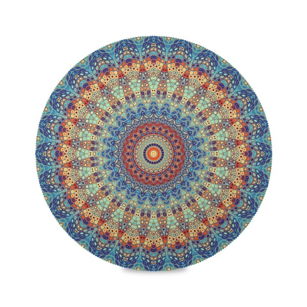 Qilmy Mandala Round Placemats Non-Slip Washable Polyester Table Mats Set