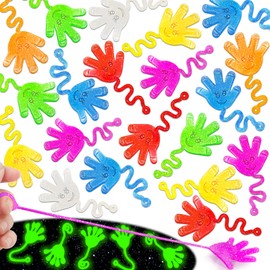 Armaytoy 20Pack Glow in Dark Glitter Sticky Hands Party Favors for Kids Goodie Bag Stuffers Pinata Fillers Classroom Carnival Prizes Birthday Supplies Stretchy Treat Trinkets Treasure Box Bulk Toys