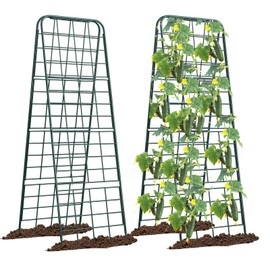 Heavy Duty 50"x17" Adjustable A-Frame Trellis for Climbing Plants – Rust-Proof Metal Garden Trellis with Dense Grid Design, Perfect for Raised Beds, Tomatoes, Cucumbers & Outdoor Vines (Green, 2 Pcs)