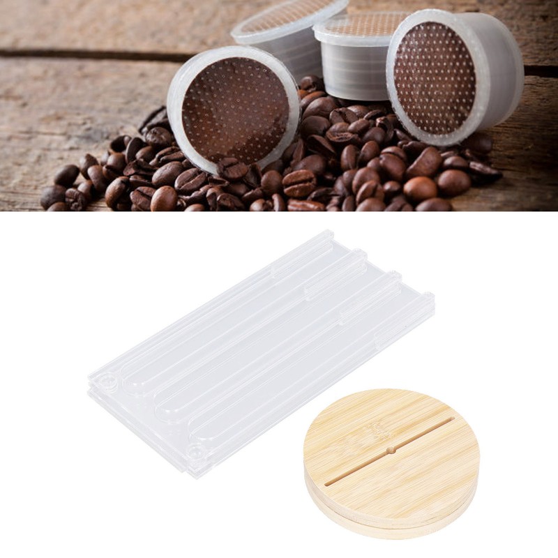 Coffee Capsule Holder Acrylic Bamboo Wood 48 Holes Rotatable Pod