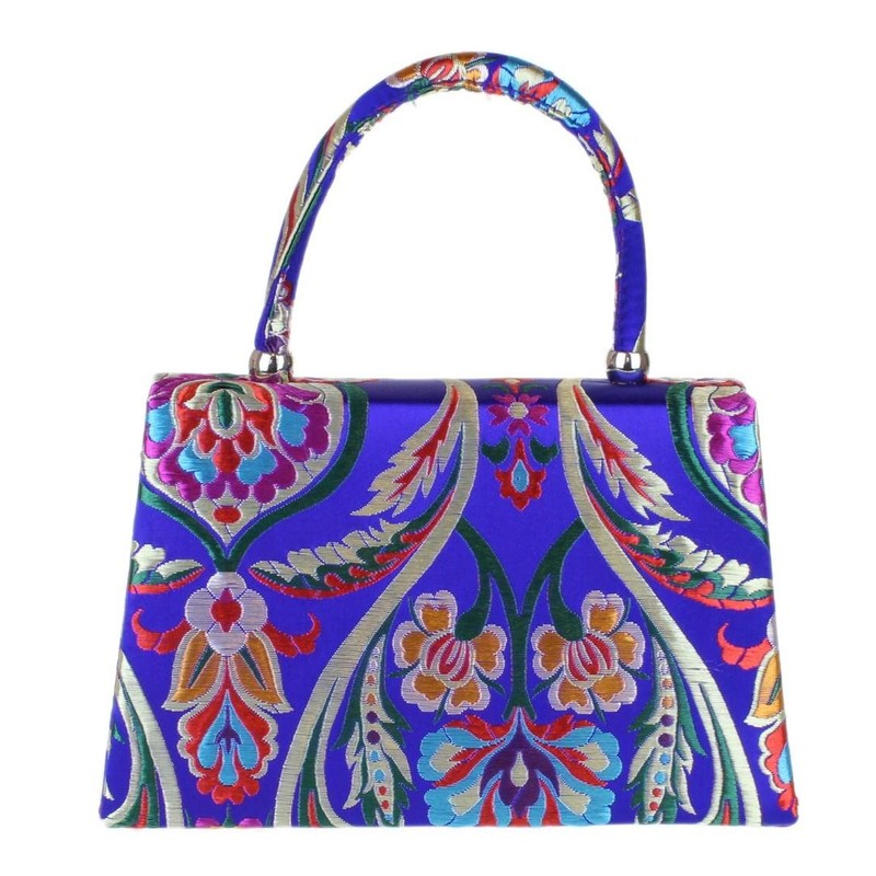 Girly Handbags Ladies Baroque Flower Clutch Bag, royal