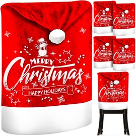MZJAUVF Christmas Chair Covers, Set of 4, Christmas Chair Covers, Classic Christmas Chair Covers, Washable Christmas Covers, Christmas Chair Covers, Christmas Chair Covers for Festival Party