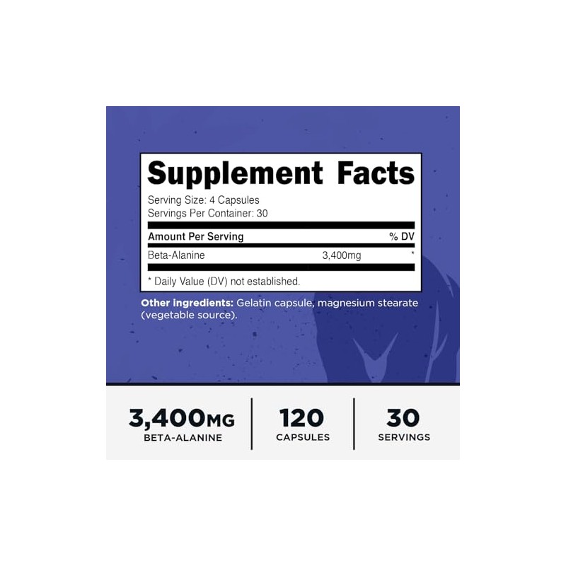 Primal- “Cápsulas de BetaAlanina 3400mg (30 Porciones, 120 Cápsulas) Suplemento,