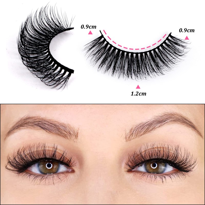 False Eyelashes, 10 Pairs, 7D False Eyelashes Set, Reusable Natural