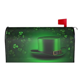 Mailbox Cover, Green Shamrock Hat Letter Box Cover Magnetic Mail Wraps Post Garden Decorations 21x18 in