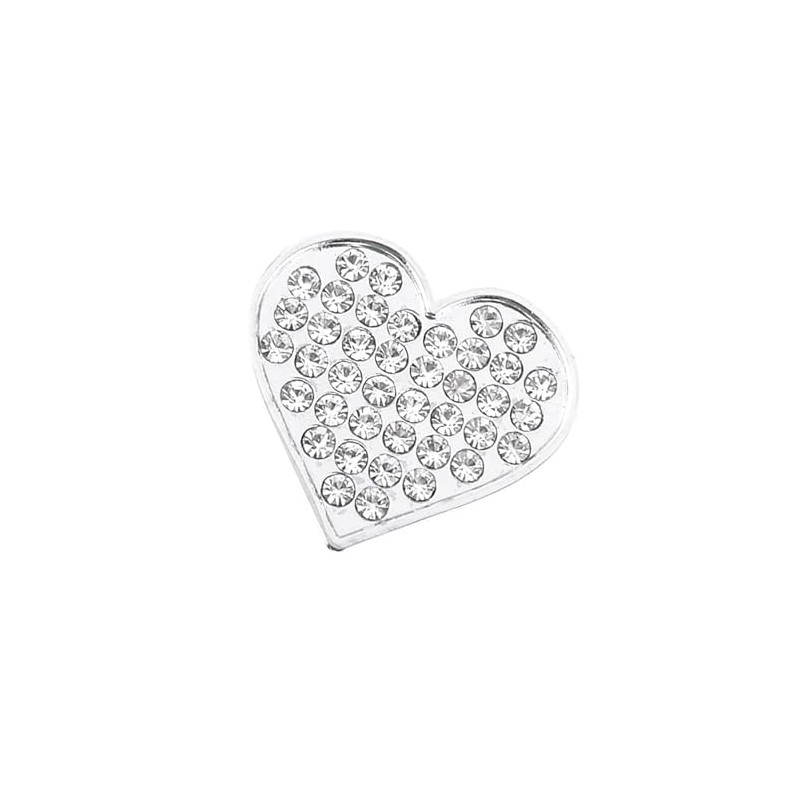Motoforti Bling Rhinestones Silver Tone Heart Shape 3D Emblem Car