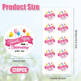 120pcs Thank You for Celebrating with Me Stickers, 2 Inch Thank You Gift Labels Stickers Thank You Party Favors Stickers Envelope Seals Celebrating Labels for Baby Shower Wedding Packaging