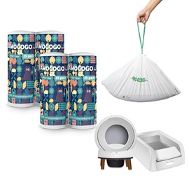 AMOGOGOPET 100 Pack Cat Litter Bags, Compatible with ScoopFree Clumping & SmartSpin Automatic Litter Box, Large Capacity Waste Bags, Sturdy, Leak-proof Thick Drawstring Waste Bags, 23" x 12"