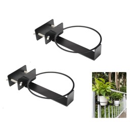 lxkj Deck Railing Flower Pot Holder, 6" Fence Bracket Kit for Round Planters, Heavy Duty Iron Black Mounting Holder, Universal Outdoor Hanging, 2 Pack (6", Black)