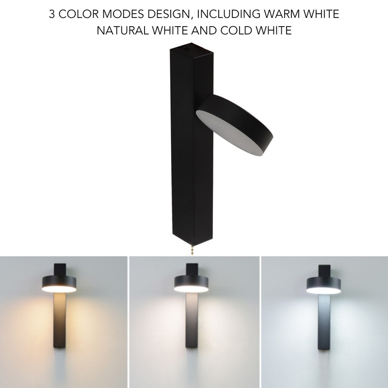 LED Wall Lights 3 Color Modes Modern Style Aluminium Pull