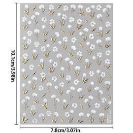 5D White Flower Nail Stickers for Women, 5D Embossed Tulip Nail Decals Self Adhesive Flower Stickers for Nails Design Spring Summer Floral Decor Sticker Nails Supplies Vintage Flowers Nail Art Decals