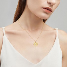 AXOMY Compass Necklace 925 Sterling Silver Opal World Map Pendant Necklace Graduation Compass Earth Globe Jewelry for Women Travel Lover