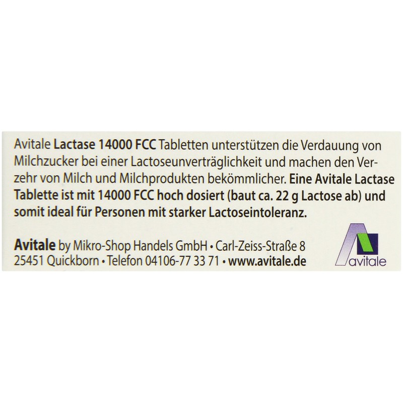 Avitale Lactase 80 14,000 FCC Tablets in Dispenser Pack of 1 x 30 g)