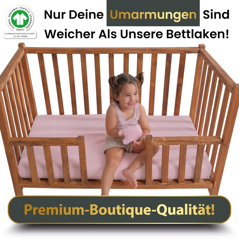 Bunnyjik GOTS Organic Next2me Fitted Sheets (Pink+Pink) for Cot Bed