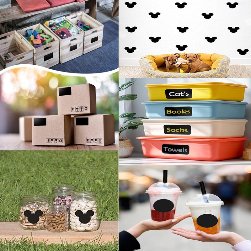 Chalkboard Labels-500Pcs Black Removable Labels(Irregular Shapes) for Jars,Storage Bins,Food Containers