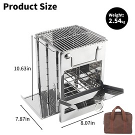 Portable Stainless Steel Outdoor Charcoal Grill, Folding with Cooking Grates and Shelves,Small BBQ Grill for Outdoor Cooking Backyard Camping Picnics Beach,7.9 x 7.9 x 10.7 IN