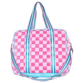 KATYDID Pickleball Bags for Women - Spacious Pickleball Tote Bag with Paddle Pocket and Adjustable Strap (Pink Checkerprint)