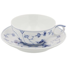 Royal Copenhagen 1017174 Blue Fluted Plain Tea Cup & Saucer, 6.7 fl oz (190 ml), Wedding Gift, Gift