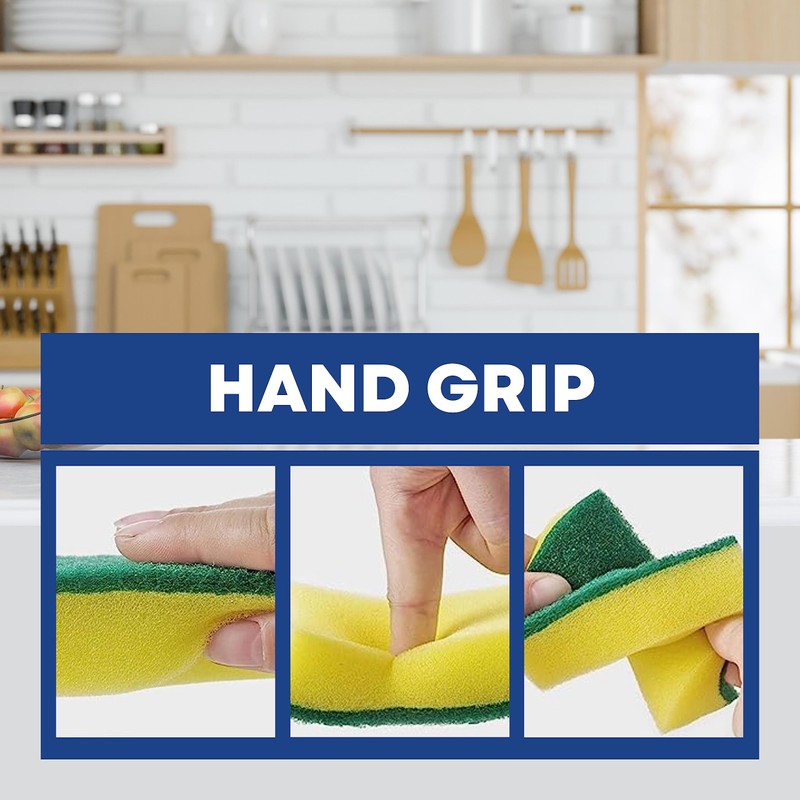 HOMESHOPA Heavy Duty Cellulose Scrub Sponge, 6 pack Dual-Sided Dishwashing