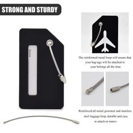 7 Pack Silicone Luggage Tag Baggage Handbag Travel Suitcase Tags with Name ID Card Perfect to Quickly Spot Luggage Suitcase (Black