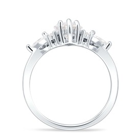 OMRANII Cubic Zirconia Size-7 Two Piece Kite Shape Bridal Ring Set Marquise Crown Stackable Band Wedding Engagement Ring Solid 925 Sterling Silver