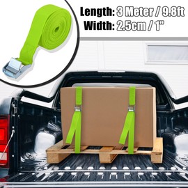 X AUTOHAUX Pack of 6 Car Cargo Lashing Straps with Cam Closure Buckle Made of Nylon Green 3 m x 2.5 cm