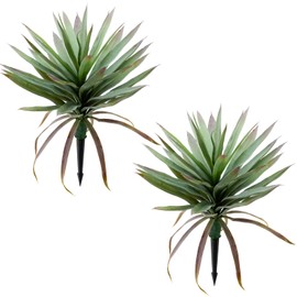 20" Tall Artificial Agave Plant with Ground Stakes Realistic Faux Agave for Indoor/Outdoor Home Decor (2 in 1)