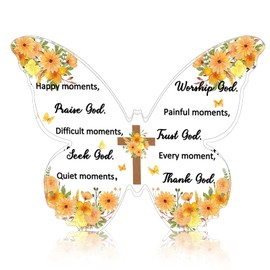 YINSSA Butterfly Gifts For Women Christian Gifts For Women Birthday Gift For Friends Sister Mom Acrylic Butterfly Religious Scripture Gift Valentines Birthday Present Christian Desk Decor