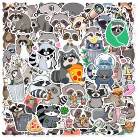 Pack of 100 Small Raccoon Stickers, Cartoon Animal Stickers, Cute Stickers, Kids Graffiti Stickers, Waterproof Stickers, Notebooks etc. Can be used