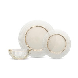 Fortessa Archie Glass, 12 Piece Dinnerware Set (Service for 4), Ginger