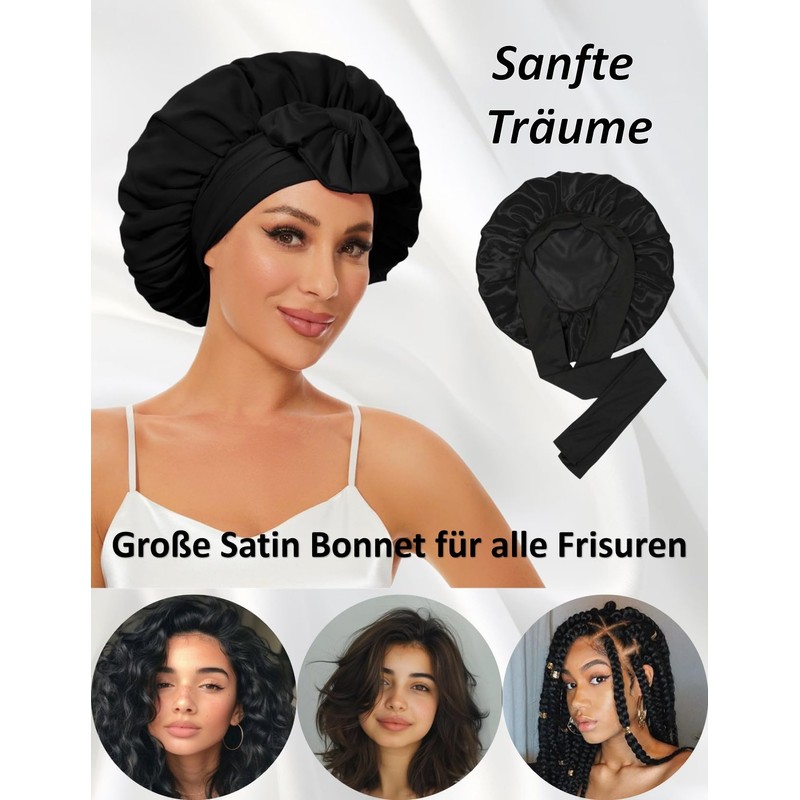 Weardear Satin Bonnet Silk Hood for Sleeping, Breathable Night Sleep