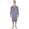 Men's Woven Nightshirt Gown Long Sleeve V-neck Cotton/Poly Front Snaps