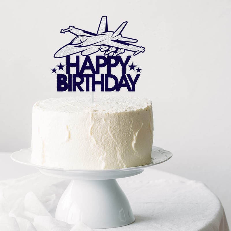 Decoración para tarta de cumpleaños con purpurina azul