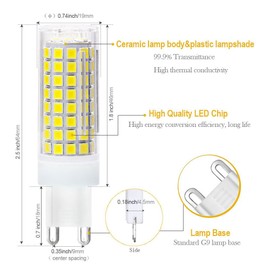 G9 Led Bulb, 8W G9 Led Bulb Dimmable, Bi Pin Base(Led Bulb G9 Base), Daylight 6000k, 100W Equivalent Crystal Chandelier, G9 Led Light Fixture Used for Wall Sconce Cabinet Light. 4 Pack