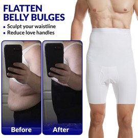 The Natural Posture Men's Tummy Control Compression Shorts - Slimming Boxer Briefs – Lightweight Stomach Shapewear Black