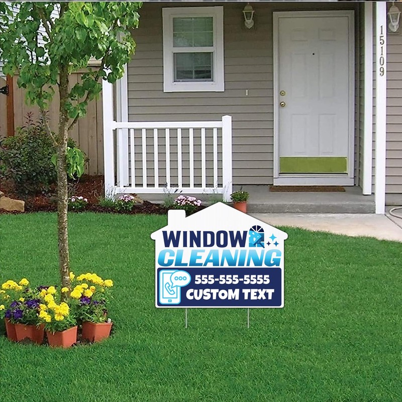 10-Pack Custom Window Cleaning Yard Sign - Two Sided Print