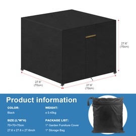 Vansheim Tarpaulin for Garden Furniture, Waterproof Cover for Garden Tables and Chairs, with Ventilation Openings, UV-Resistant, Oxford Fabric, 70 x 70 x 70 cm