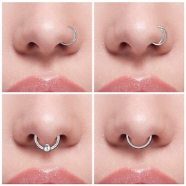AceFun 20g Nose Stud l Shape and Hoop Nose Rings Stud Nose Rings Hoop C-Shaped Stainless Steel Silver Nose Piercing L-Shaped Tragus Cartilage Hoop Piercing 32pcs