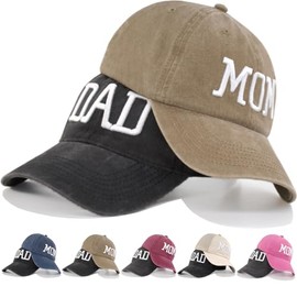 Mom and Dad Hats Baseball Cap Set – Gifts for New Parents Couples Mother Father's Day 3D Embroidery Adjustable Soft Dad Hat, 3d-black Dad & Khaki Mom, One Size