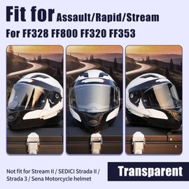 VCOROS Helmet Shield For Assault/Rapid/Stream Full Face Shield Compatible with FF800 FF320 FF328 FF353Street Motorcycle Helmet Visor Replacement (Clear)