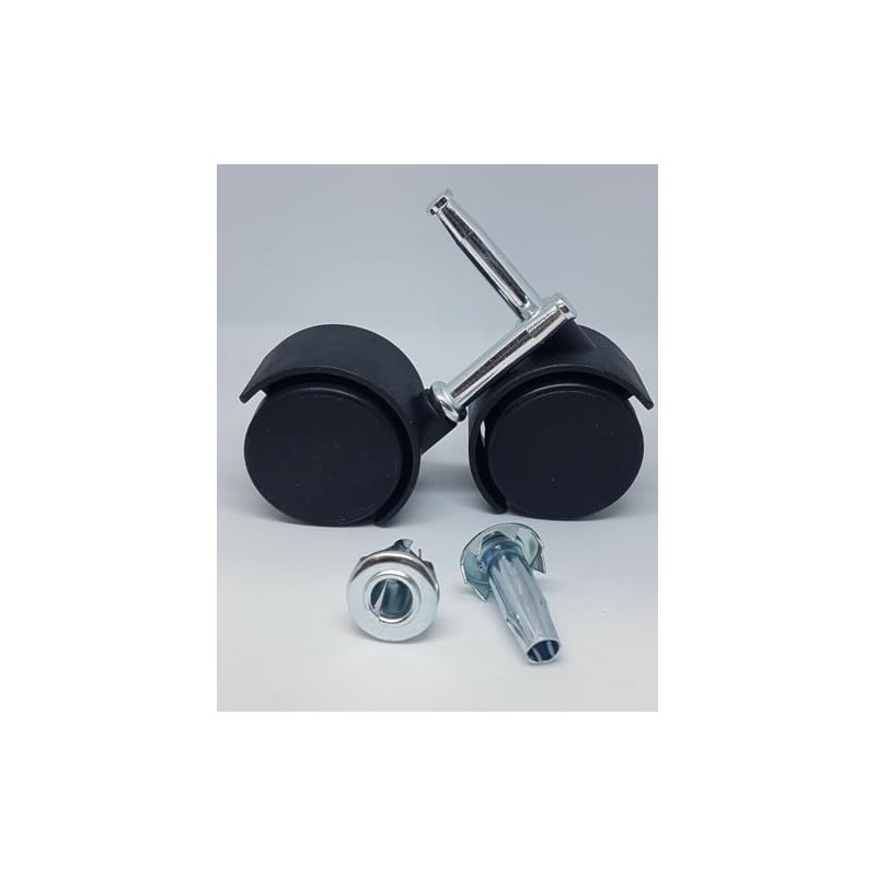 Pack of 4 Twin Nylon Wheel Castors, Socket Grip Neck